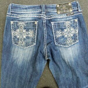 MISS ME Easy Capri Jeans Snowflake Pattern Pocket Size 30